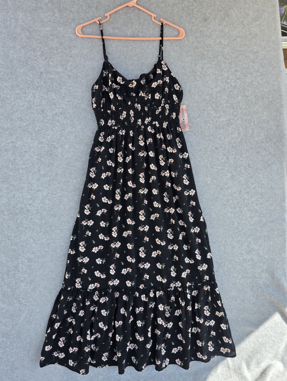 Inspired Hearts Black Elastic Waist Maxi Dress SizeL NWT